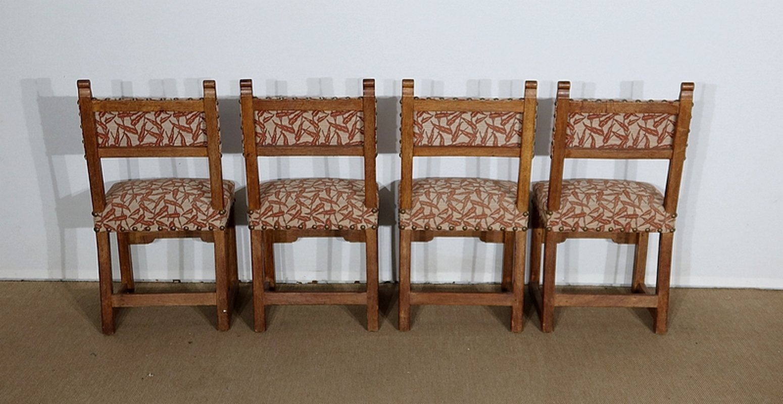 Early Twentieth Century Oak Chairs in the Style of Monastic, Set of 4