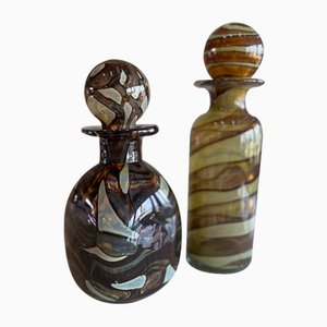 Earth Tone Glass Decanter with balloonstopper from Mdina, Set of 2-JO-1374282