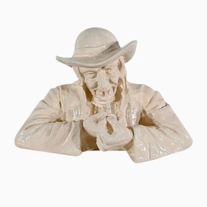 Earthenware Bust of Breton Smoking Pipe by Géo Martel, 1900-RVK-1378172