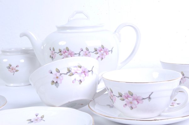 Earthenware Ceramic Flower Coffee Tea Service from Laveno, 1950s, Set of 9-XSG-1345409