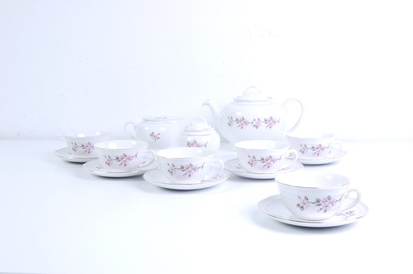 Earthenware Ceramic Flower Coffee Tea Service from Laveno, 1950s, Set of 9-XSG-1345409