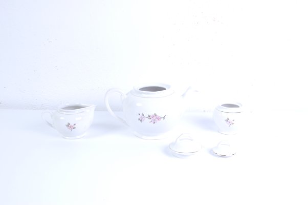 Earthenware Ceramic Flower Coffee Tea Service from Laveno, 1950s, Set of 9-XSG-1345409