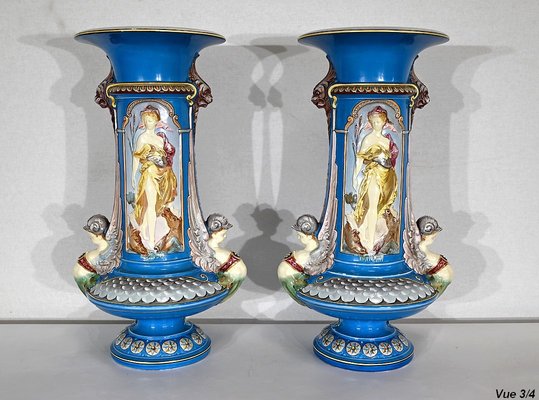 Earthenware Creil-Montereau Vases, 19th Century, Set of 2-RVK-1395765