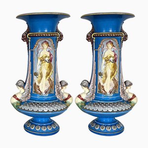 Earthenware Creil-Montereau Vases, 19th Century, Set of 2-RVK-1395765