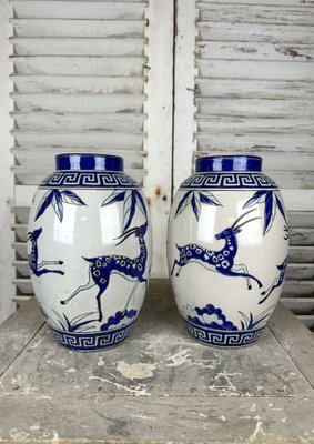 Earthenware Keralouve Vases, 1930s, Set of 2-AXR-1797932