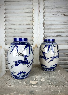 Earthenware Keralouve Vases, 1930s, Set of 2-AXR-1797932