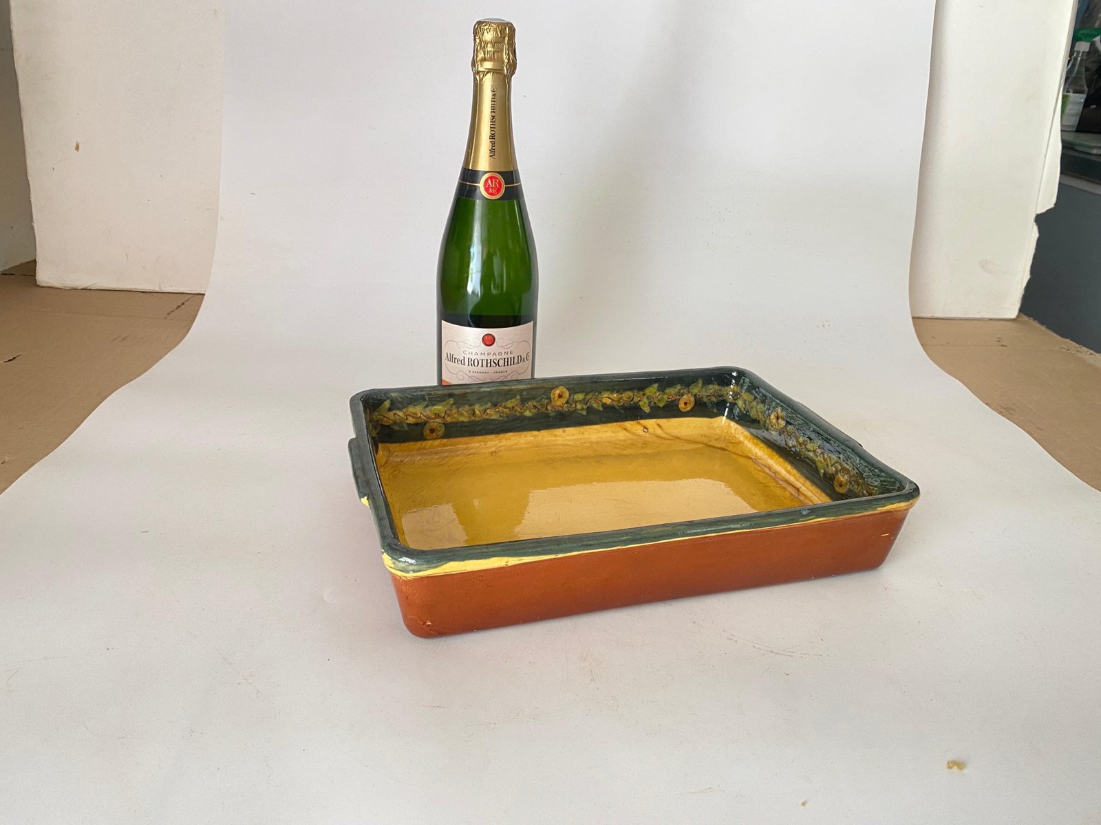 Earthenware Oven Dish with Flower Decoration, 1960s