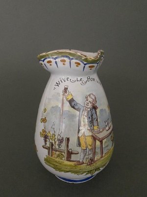 Earthenware Pitcher from Nevers Montagnon Vive Le Bon Vin, 1890s-QKG-1745371