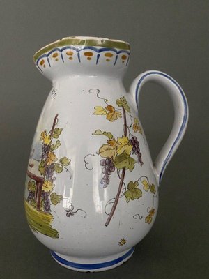 Earthenware Pitcher from Nevers Montagnon Vive Le Bon Vin, 1890s-QKG-1745371