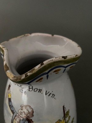 Earthenware Pitcher from Nevers Montagnon Vive Le Bon Vin, 1890s-QKG-1745371