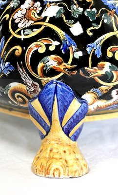 Earthenware Planter with Polychrome Decorations from Gien, Late 19th or Early 20th Century-RVK-944855