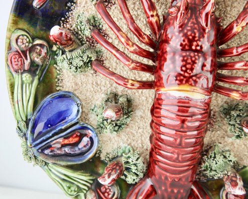 Earthenware Seafood Lobster Plate by Caldas da Rainha, 1930-MJY-1148947