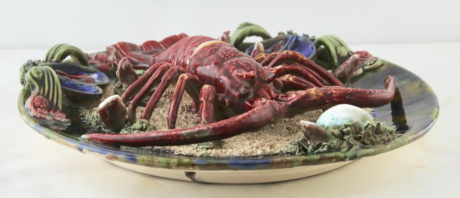 Earthenware Seafood Lobster Plate by Caldas da Rainha, 1930-MJY-1148947