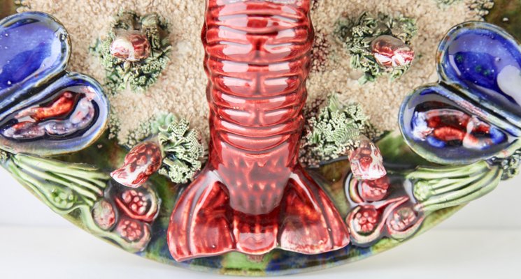 Earthenware Seafood Lobster Plate by Caldas da Rainha, 1930-MJY-1148947