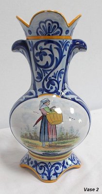 Earthenware Vases from Quimper, Late 1800s, Set of 2-RVK-1008774