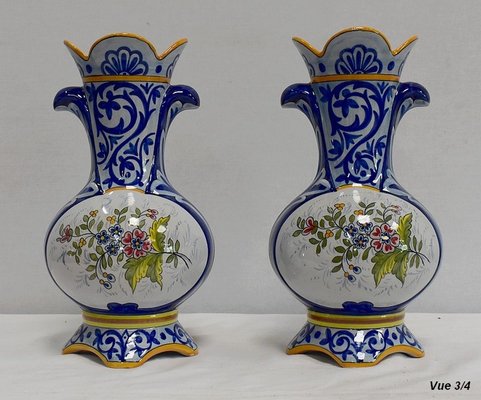 Earthenware Vases from Quimper, Late 1800s, Set of 2-RVK-1008774