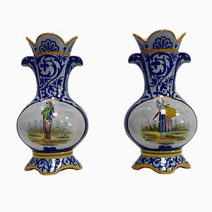 Earthenware Vases from Quimper, Late 1800s, Set of 2-RVK-1008774