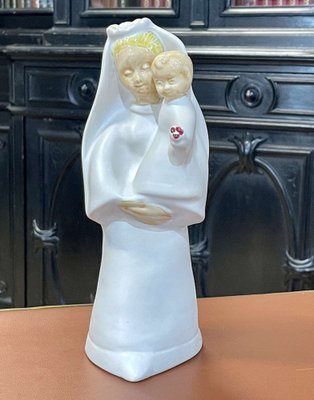 Earthenware Virgin and Child by Bel Delecourt for Quimper-QYF-1703559