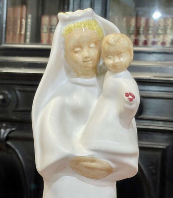 Earthenware Virgin and Child by Bel Delecourt for Quimper-QYF-1703559