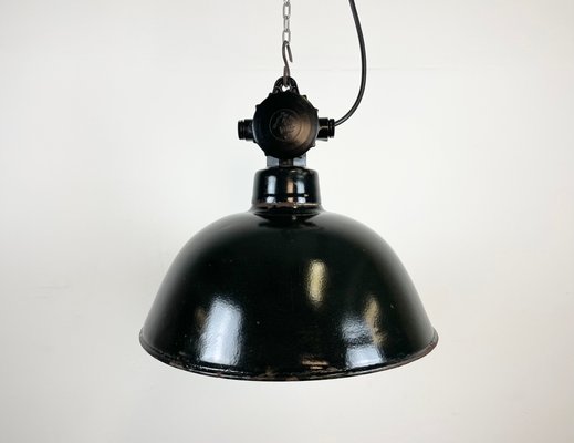 East German Enamel Factory Hanging Lamp from LBD Veb Leuchtenbau Dresden, 1950s-CGF-1363741