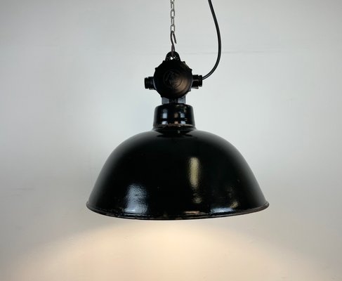 East German Enamel Factory Hanging Lamp from LBD Veb Leuchtenbau Dresden, 1950s-CGF-1363741