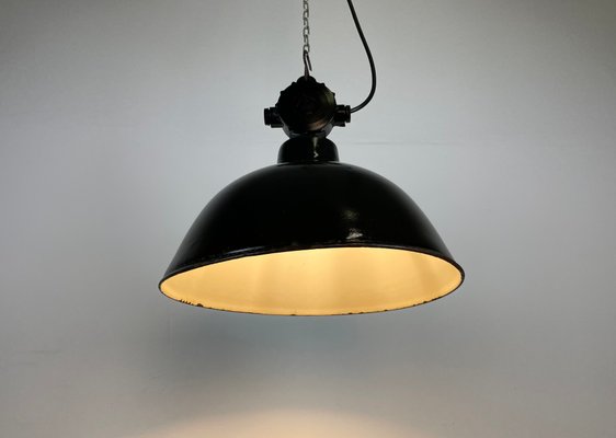 East German Enamel Factory Hanging Lamp from LBD Veb Leuchtenbau Dresden, 1950s-CGF-1363741