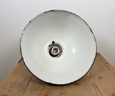 East German Enamel Factory Hanging Lamp from LBD Veb Leuchtenbau Dresden, 1950s-CGF-1363741