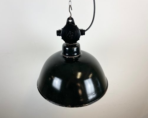 East German Enamel Factory Hanging Lamp from LBD Veb Leuchtenbau Dresden, 1950s-CGF-1363741