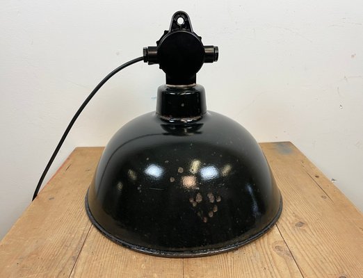 East German Enamel Factory Hanging Lamp from LBD Veb Leuchtenbau Dresden, 1950s-CGF-1363741