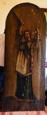 Eastern European Artist, Archangel Gabriel, 1700s, Painting on a Wooden Door-RAQ-2033408