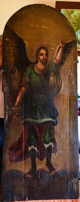 Eastern European Artist, St. Michael, 1700s, Painting on a Wooden Door-RAQ-2033407