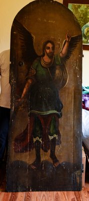 Eastern European Artist, St. Michael, 1700s, Painting on a Wooden Door-RAQ-2033407