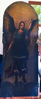 Eastern European Artist, St. Michael, 1700s, Painting on a Wooden Door-RAQ-2033407