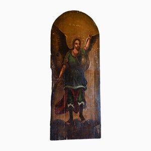 Eastern European Artist, St. Michael, 1700s, Painting on a Wooden Door-RAQ-2033407