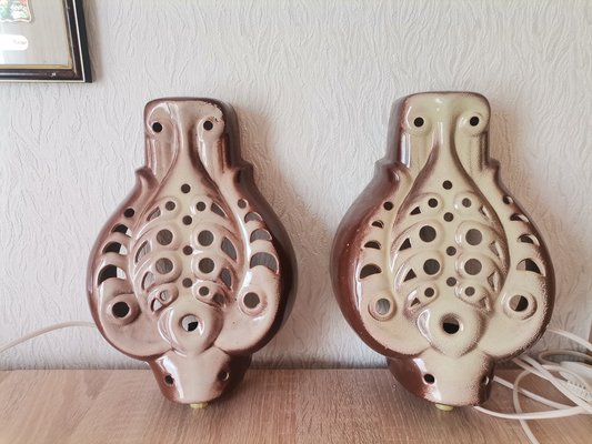 Eastern European Brown Terracotta Ceramic Wall Lamps, 1998, Set of 2-SCS-1700377