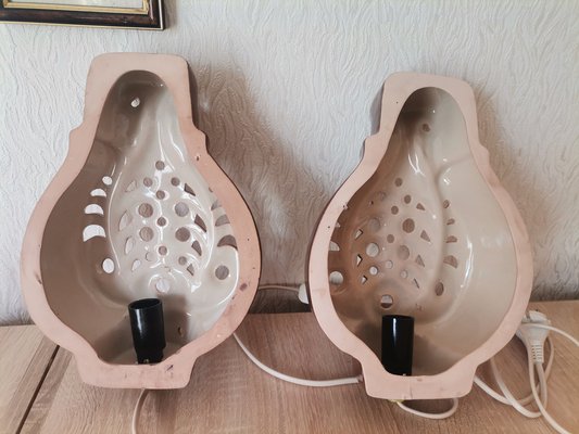 Eastern European Brown Terracotta Ceramic Wall Lamps, 1998, Set of 2-SCS-1700377