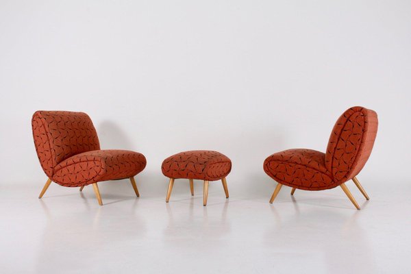 Easy Chair and Ottoman by Norman Bel Geddes, 1950s, Set of 2-OWS-861283