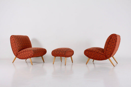 Easy Chair and Ottoman by Norman Bel Geddes, 1950s, Set of 2