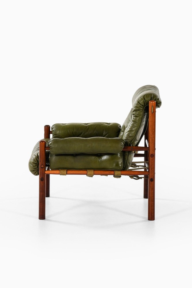 Easy Chair in Beech and Leather attributed to Arne Norell, 1960s