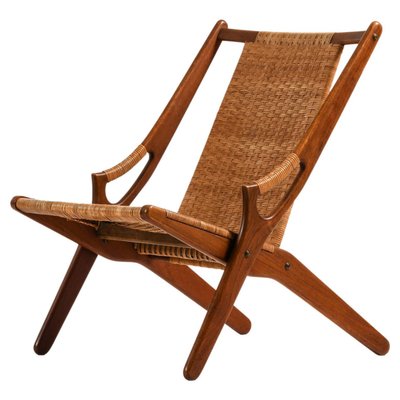 Easy Chair in Teak and Woven Cane attributed to Arne Hovmand-Olsen, 1950s-SC-2024074