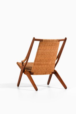 Easy Chair in Teak and Woven Cane attributed to Arne Hovmand-Olsen, 1950s-SC-2024074