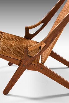 Easy Chair in Teak and Woven Cane attributed to Arne Hovmand-Olsen, 1950s-SC-2024074