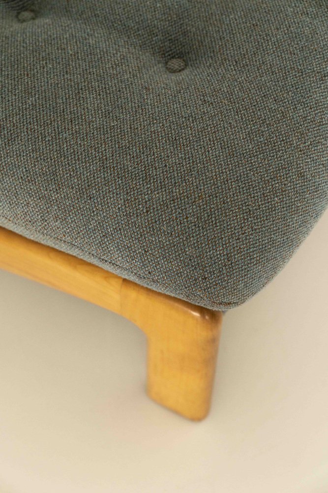 Easy Chair in Wood & Blue Fabric, 1970s