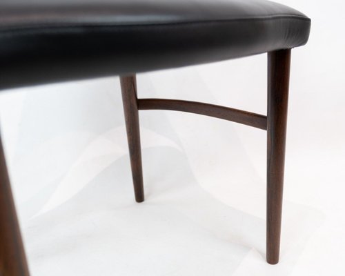 Easy Chair Upholstered with Black Leather and Legs of Rosewood by Chr. Linneberg-UY-820558