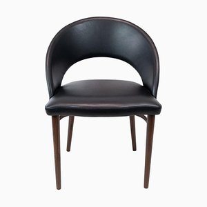 Easy Chair Upholstered with Black Leather and Legs of Rosewood by Chr. Linneberg-UY-820558