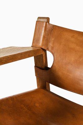 Easy Chairs in Oak and Cognac Brown Leather attributed to Børge Mogensen, 1950s, Set of 2-SC-2022153