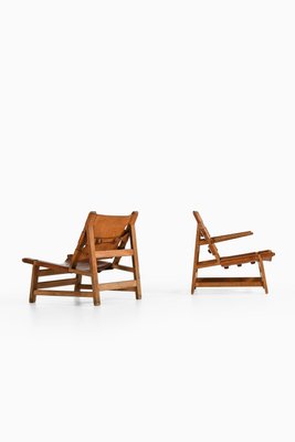 Easy Chairs in Oak and Natural Grain Leather attributed to Børge Mogensen, 1960s, Set of 2-SC-2032652