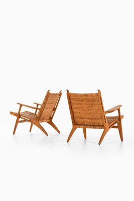 Easy Chairs in Oak, Woven Cane attributed to Hans Wegner, 1949, Set of 2-SC-2022128