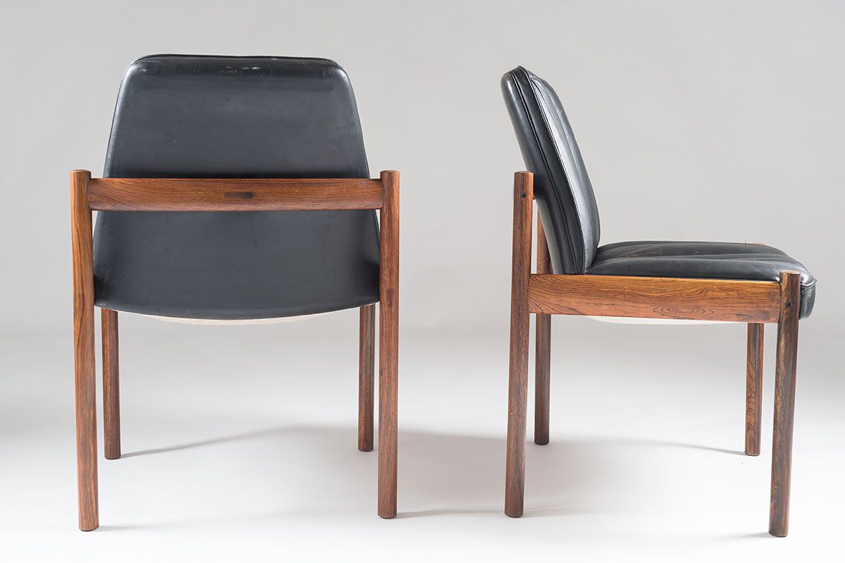 Easy Chairs in Rosewood and Leather by Sven Ivar Dysthe for Dokka MØBLER, 1960s, Set of 2