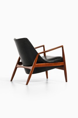 Easy Chairs in Teak and Original Black Leather attributed to Ib Kofod-Larsen, 1950s, Set of 2-SC-2032655